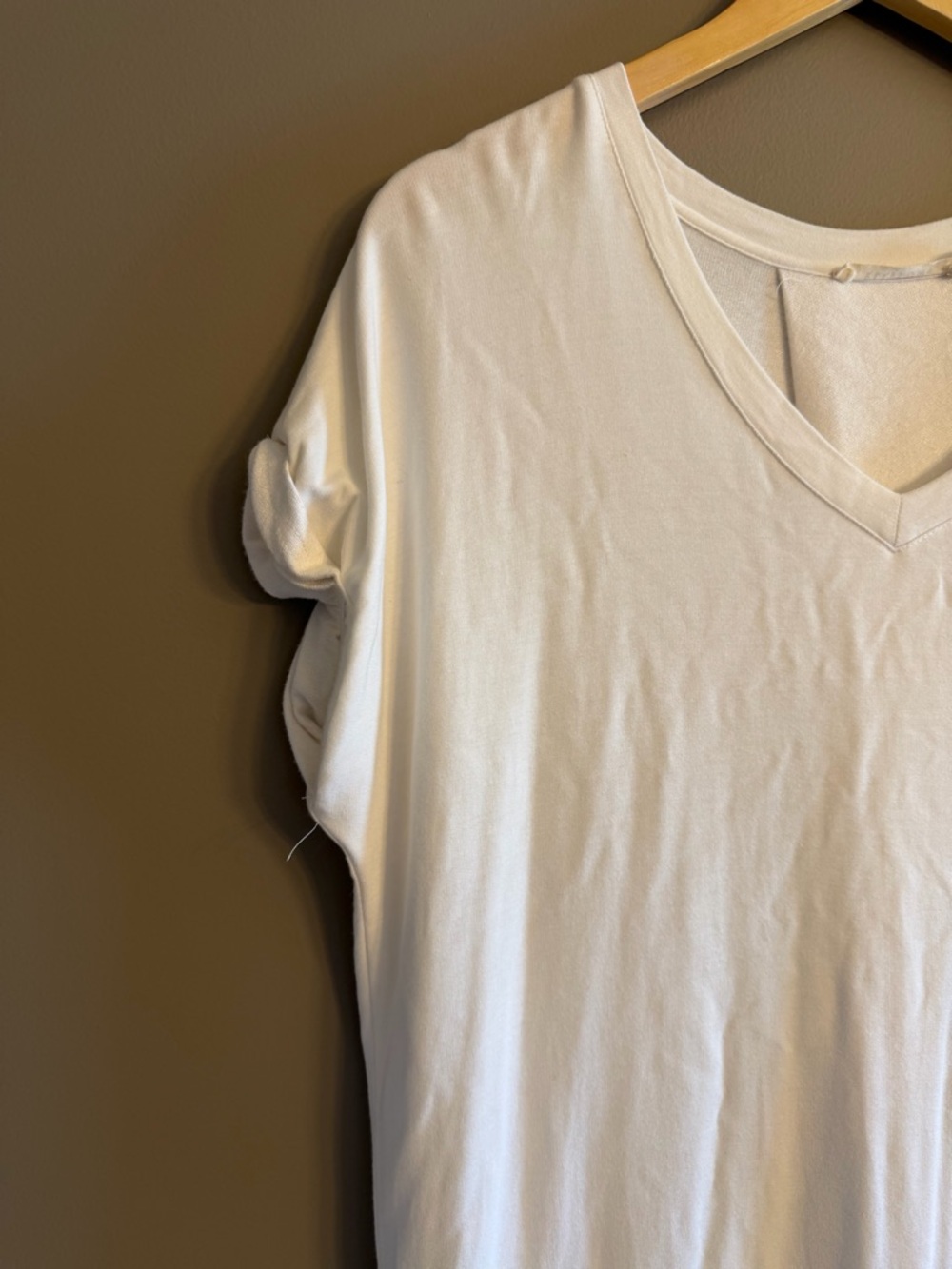 Ellison White Scallop Front V-Neck Maxi T-Shirt Dress - Picture 2 of 7